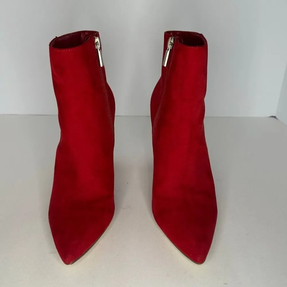 JustFab Red Block Heel Suede Boots | Women Size 8.5 - Picture 5 of 15